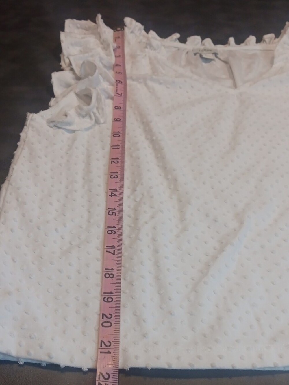 J. Crew White Swiss Dot V-Neck Ruffle-Cuff Cap Sleeve Top Size Large - Picture 10 of 10